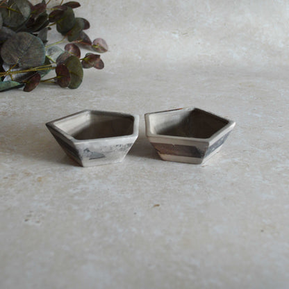 A Pair of Smoke Fired Tea Light Holders with Small Amethyst Crystals | Smoke Fired | Porcelain