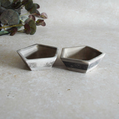 A Pair of Smoke Fired Tea Light Holders with Small Amethyst Crystals | Smoke Fired | Porcelain