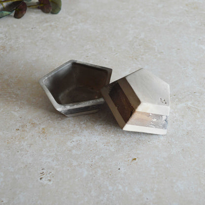 A Pair of Smoke Fired Tea Light Holders with Small Amethyst Crystals | Smoke Fired | Porcelain