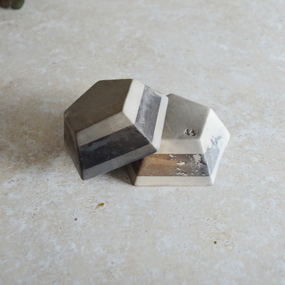 A Pair of Smoke Fired Tea Light Holders with Small Amethyst Crystals | Smoke Fired | Porcelain