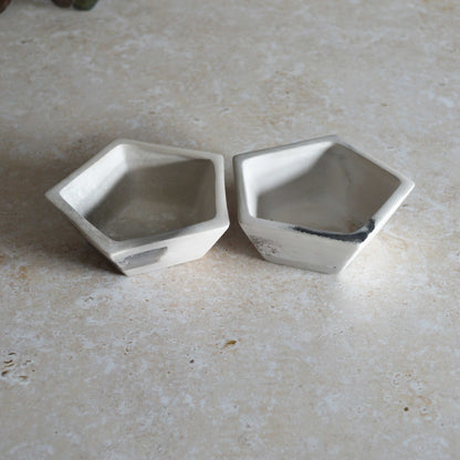 A Pair of Smoke Fired Tea Light Holders with Small Amethyst Crystals | Smoke Fired | Porcelain