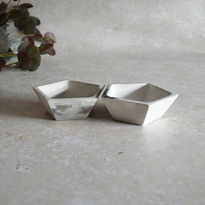 A Pair of Smoke Fired Tea Light Holders with Small Amethyst Crystals | Smoke Fired | Porcelain