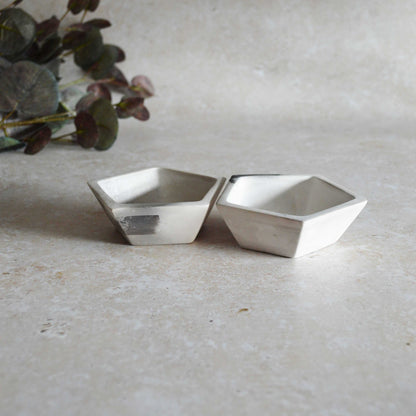 A Pair of Smoke Fired Tea Light Holders with Small Amethyst Crystals | Smoke Fired | Porcelain