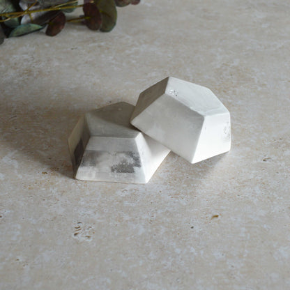 A Pair of Smoke Fired Tea Light Holders with Small Amethyst Crystals | Smoke Fired | Porcelain