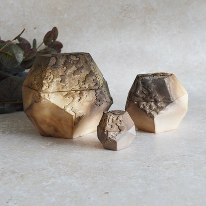 Set of Three Nesting Smoke Fired Dodecahedron | Smoke Fired | Porcelain