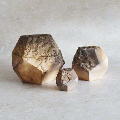 Set of Three Nesting Smoke Fired Dodecahedron | Smoke Fired | Porcelain