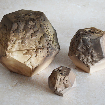 Set of Three Nesting Smoke Fired Dodecahedron | Smoke Fired | Porcelain
