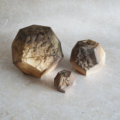 Set of Three Nesting Smoke Fired Dodecahedron | Smoke Fired | Porcelain