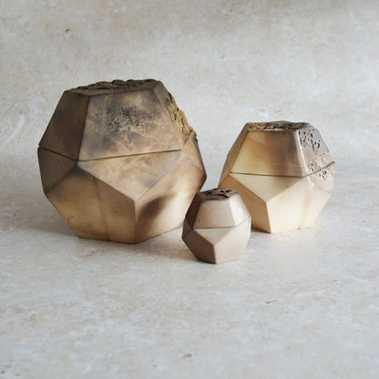 Set of Three Nesting Smoke Fired Dodecahedron | Smoke Fired | Porcelain