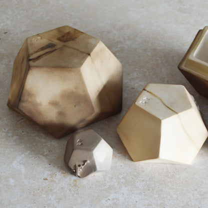 Set of Three Nesting Smoke Fired Dodecahedron | Smoke Fired | Porcelain