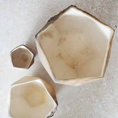 Set of Three Nesting Smoke Fired Dodecahedron | Smoke Fired | Porcelain