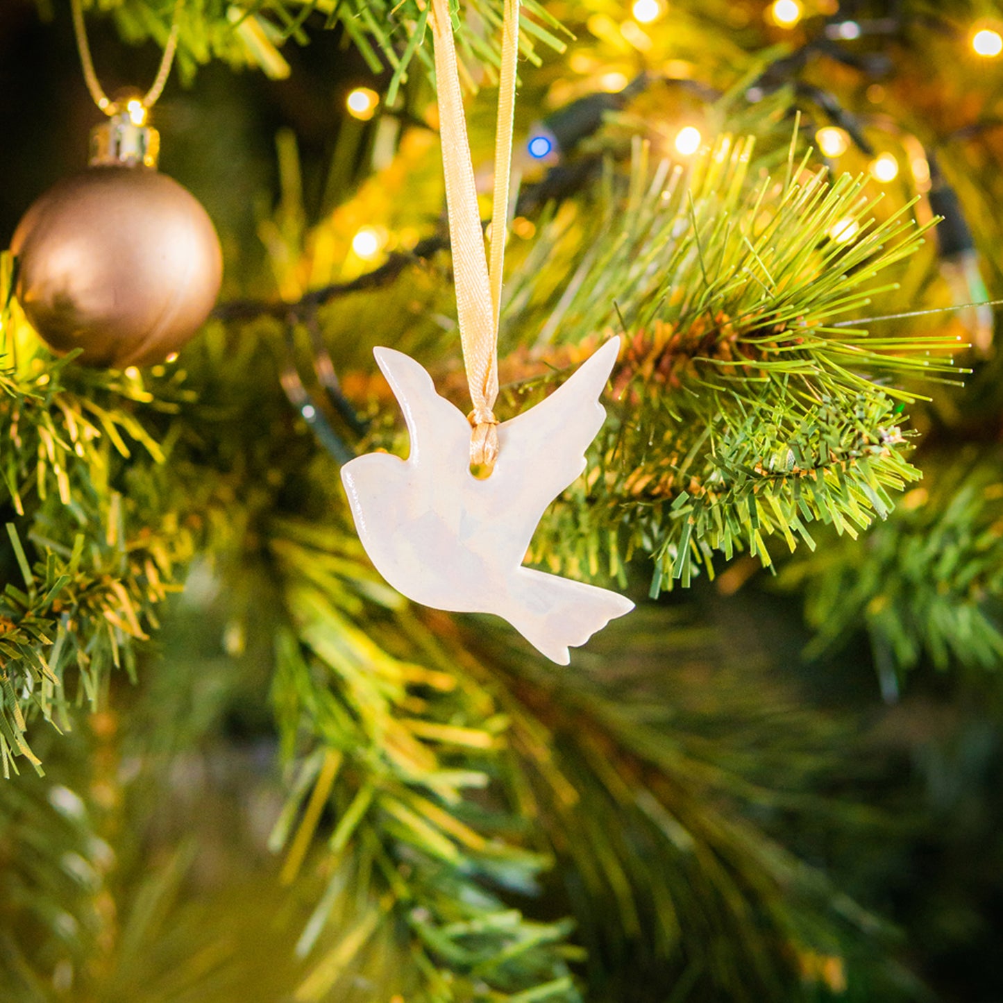 Mini Hanging Dove with A Subtle Pearl Finish | Hanging Decoration | Christmas Decor | Tree Ornament