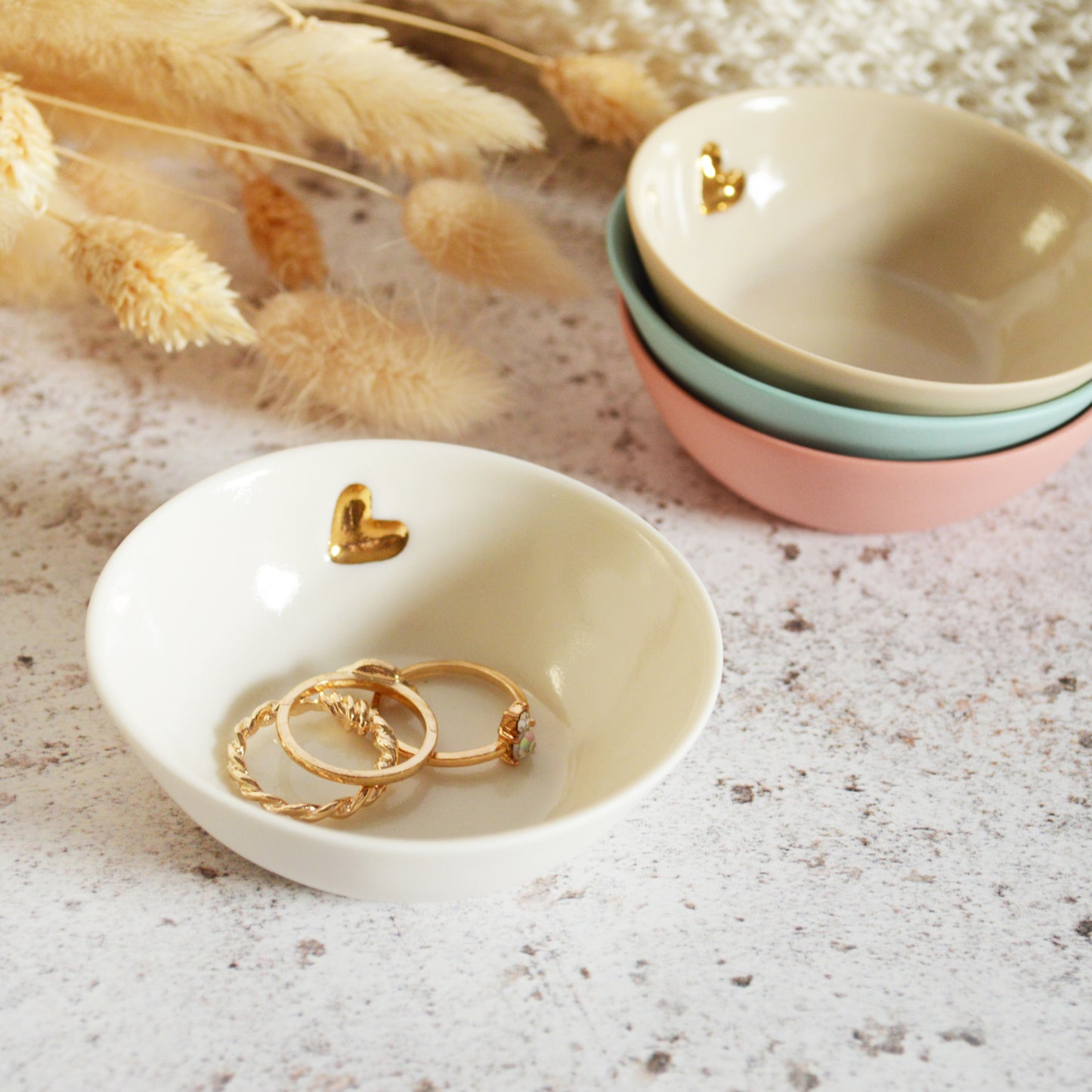 Small Trinket/Ring Dish With A Gold Embossed Heart | Ring Dish | Jewellery | Porcelain