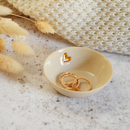 Small Trinket/Ring Dish With A Gold Embossed Heart | Ring Dish | Jewellery | Porcelain