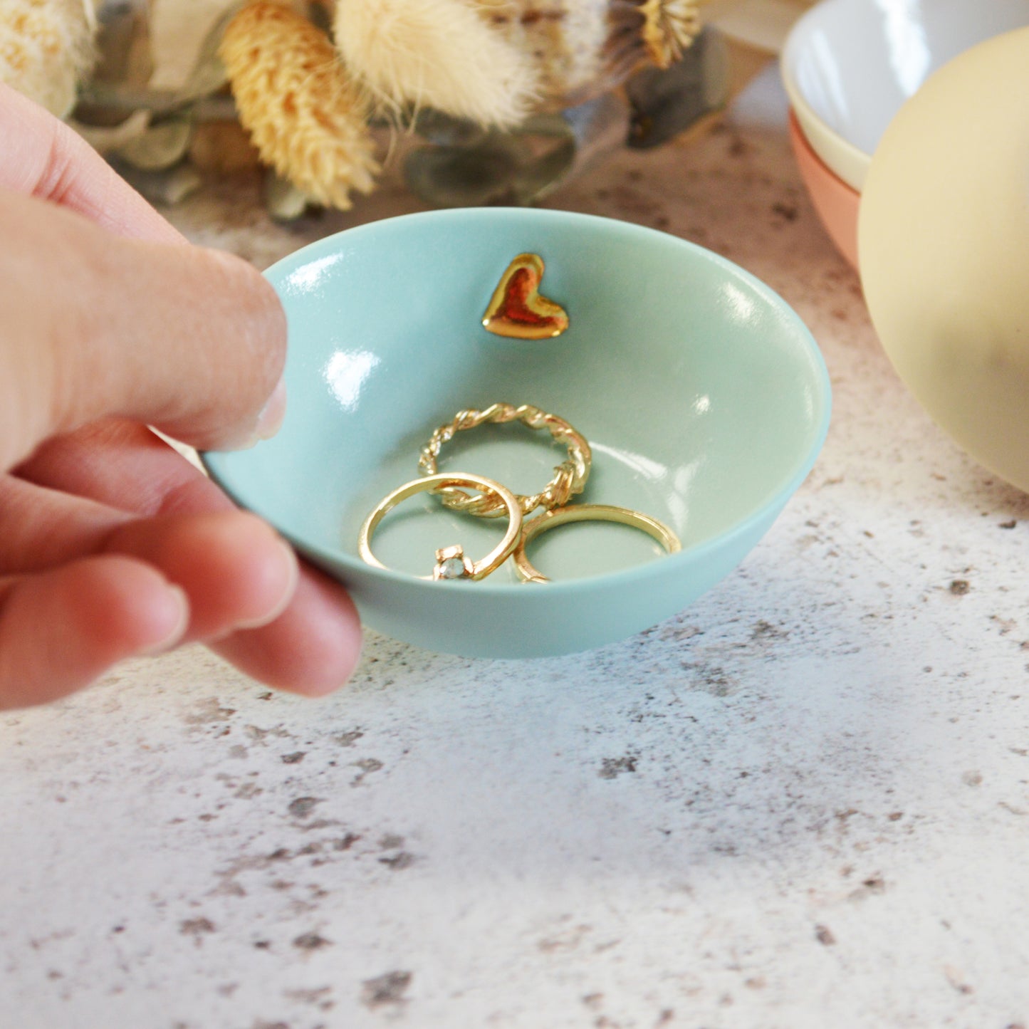 Small Trinket/Ring Dish With A Gold Embossed Heart | Ring Dish | Jewellery | Porcelain