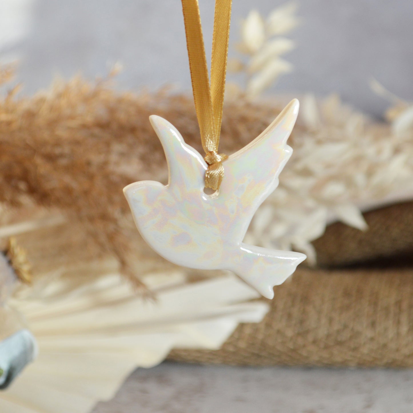 Mini Hanging Dove with A Subtle Pearl Finish | Hanging Decoration | Christmas Decor | Tree Ornament