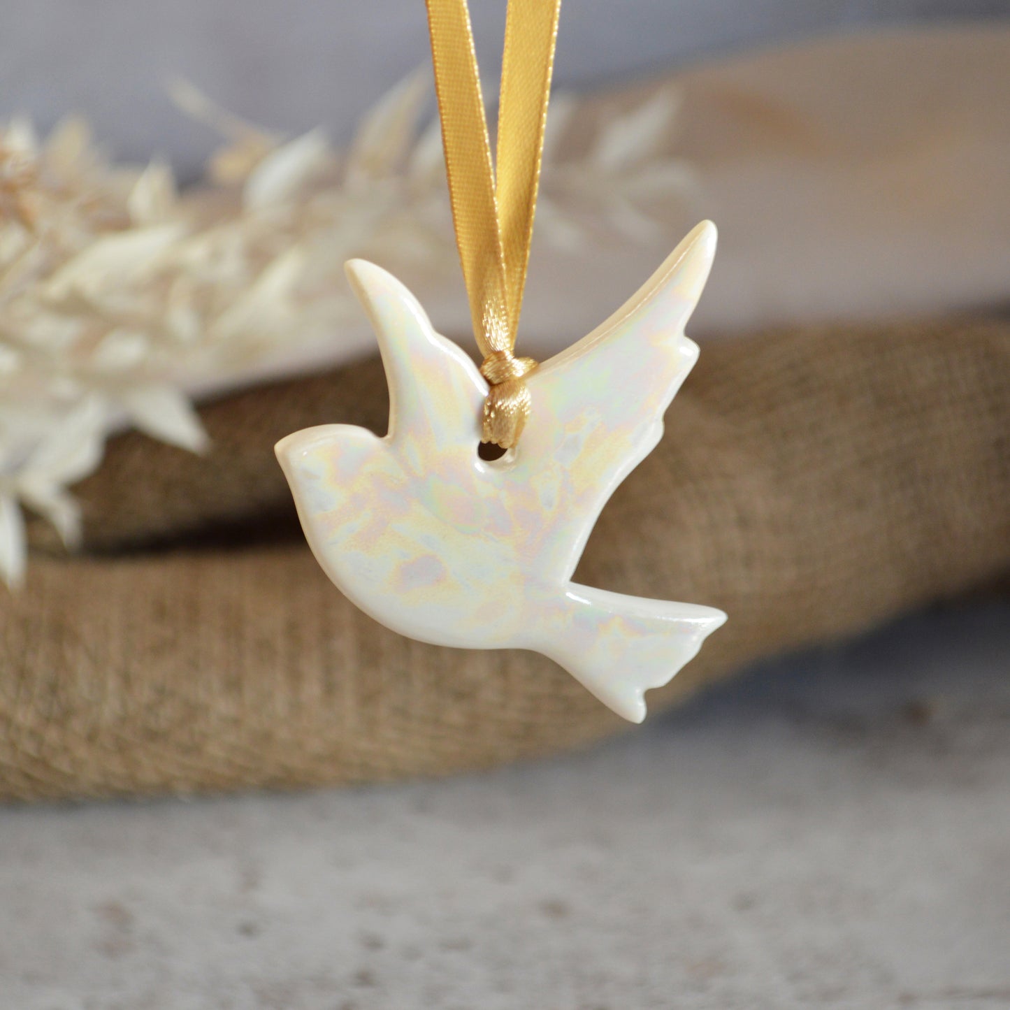 Mini Hanging Dove with A Subtle Pearl Finish | Hanging Decoration | Christmas Decor | Tree Ornament