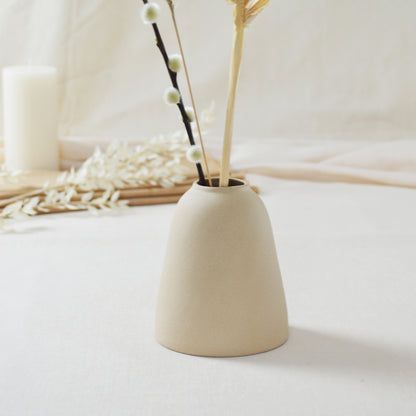 Discontinued* Pastel Brown Ceramic Vase With A Short Rim And An Embossed Gold Heart | Flower Vase | Home Decor | Gifts For Her | Stoneware