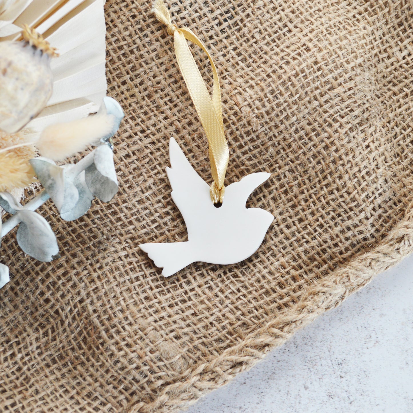 Mini Hanging Dove with A Subtle Pearl Finish | Hanging Decoration | Christmas Decor | Tree Ornament