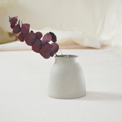 Small Pastel Grey Vase With A Gold Embossed Heart | Wide Neck Vase | Flower Vase | Stoneware
