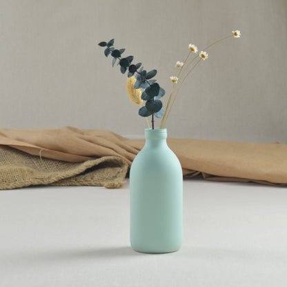 Pastel Mint Bottle Vase Embossed With A Gold Crescent Moon | Flower Vase | Porcelain Vase
