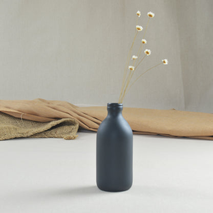 Black Ceramic Bottle Vase With A Gold Embossed Crescent Moon | Porcelain Vase | Flower Vase