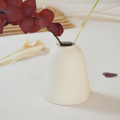 Discontinued* Beige Ceramic Vase With A Short Rim And An Embossed Gold Heart | Flower Vase | Stoneware | Mother's Day Gifts