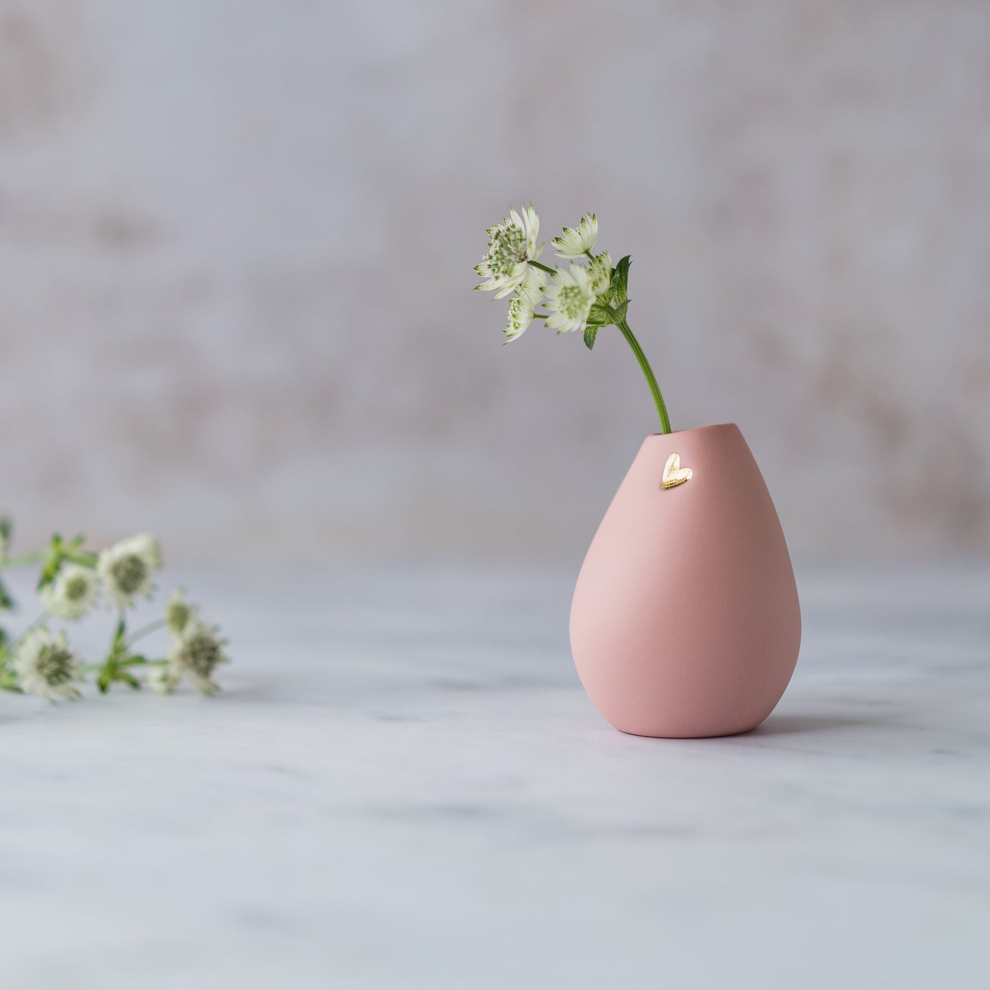 Pastel Pink Bud Vase With An Embossed Gold Heart | Valentines | Flower Vase | Porcelain